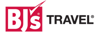 BJ's Travel logo with black lettering and red detail.