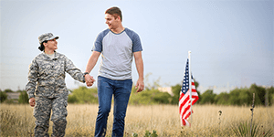 Military Couple Walking